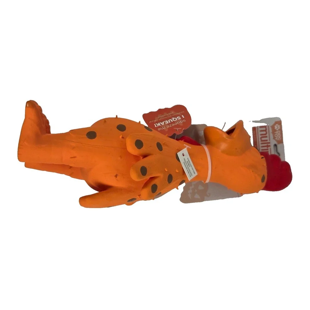 Multipet Latex Chicken Dog Toy 11 Inch Orange Squeaky Interactive Chew Toy New